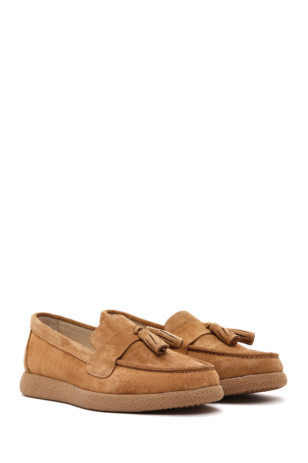 Kadın Taba Süet Deri Comfort Loafer