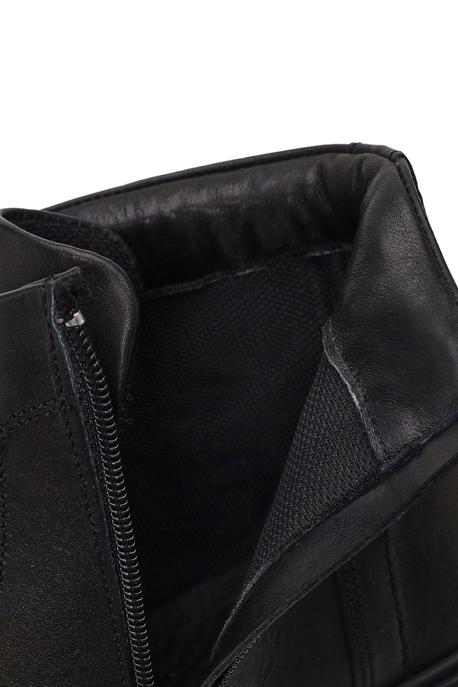 Male Black Lace-up Zip Closure Leather Boots