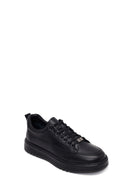 Erkek Siyah Bağcıklı Kalın Tabanlı Deri Sneaker | Derimod