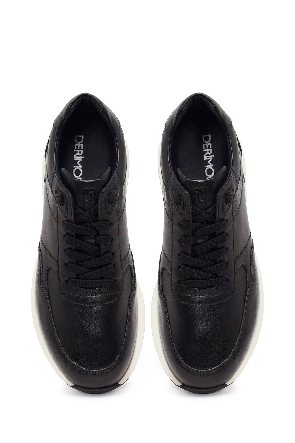 Erkek Siyah Bağcıklı Deri Sneaker