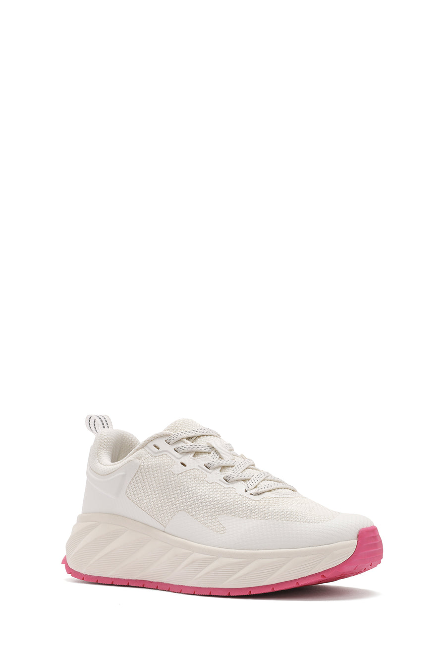 Women's White Lace-Up Thick-Sole Fabric Sneakers