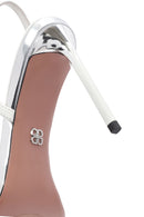 Women's White Ankle Strap Leather Thin High Heel Sandals | Derimod