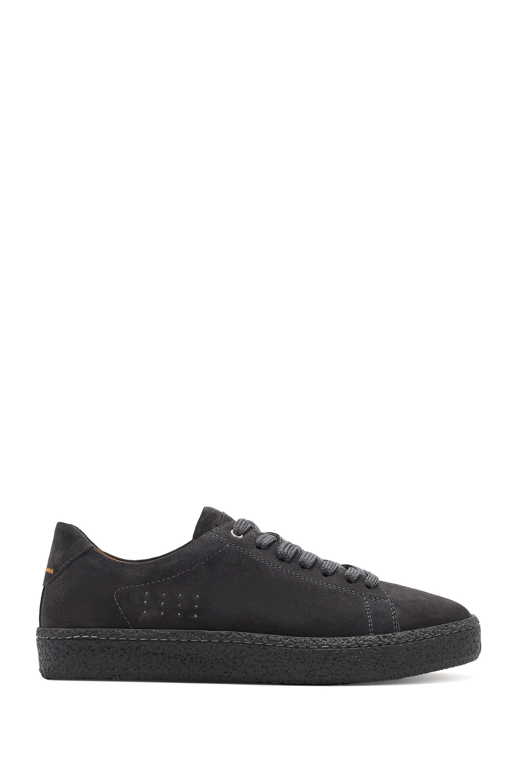 Erkek Gri Bağcıklı Kalın Tabanlı Süet Deri Sneaker