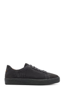 Men's Grey Lace-Up Thick-Sole Suede Leather Sneakers | Derimod