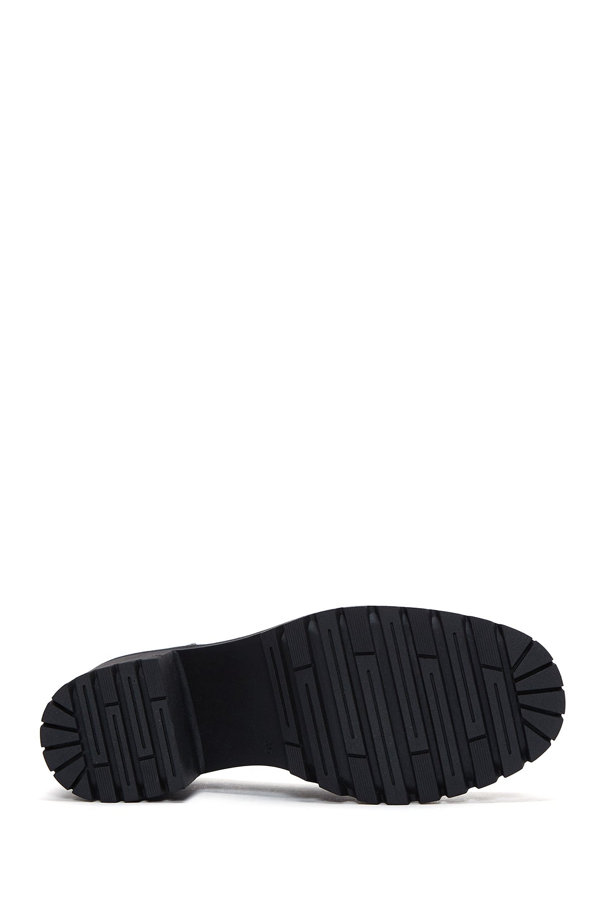 Kadın Siyah Deri Topuklu Loafer