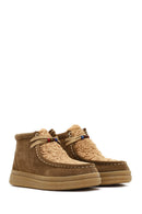 Women's Mink Lace-Up Thick-Soled Suede Leather Teddy Boot | Derimod