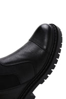 Men's Black Leather Zippered Boots | Derimod