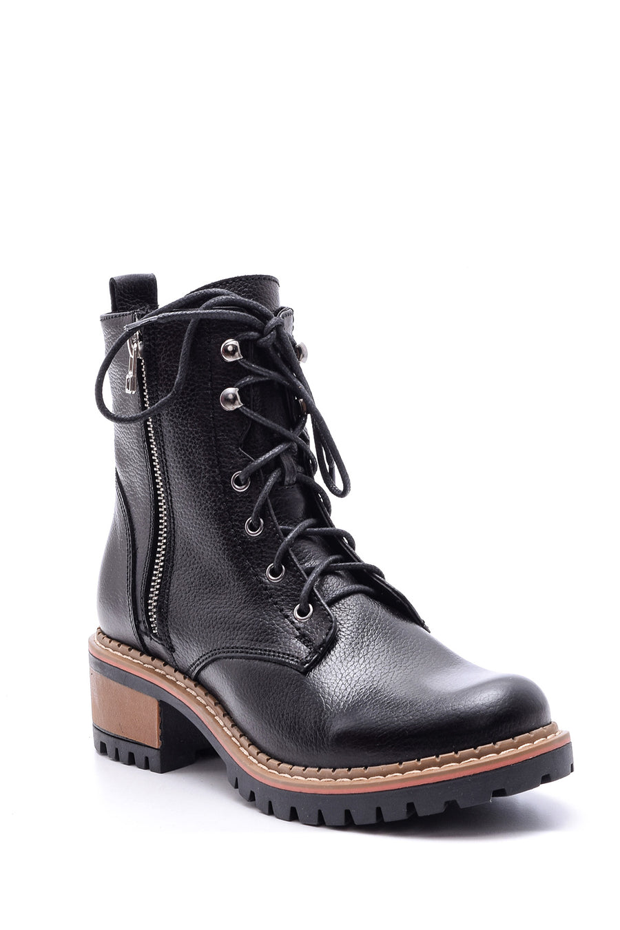 Women's Zippered Leather Boots 19WFD2225FT | Derimod