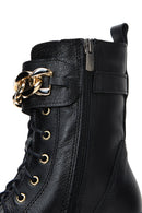 Women's Black Leather Buckle Heeled Boots | Derimod