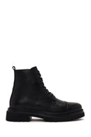 Male Black Lace-up Zip Closure Leather Casual Boots | Derimod