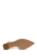 Women's Beige Open-Back Heeled Leather Shoes | Derimod