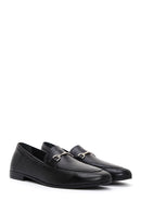 Women's Black Leather Masculine Loafer | Derimod