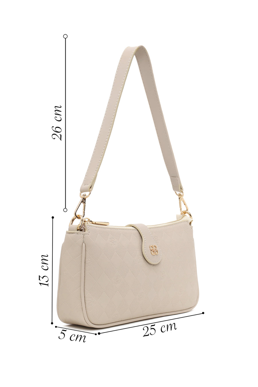 Woman Cream Printed Mini Shoulder Bag
