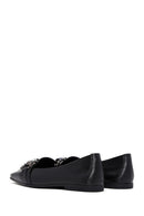 Women's Black Stone Leather Loafer | Derimod