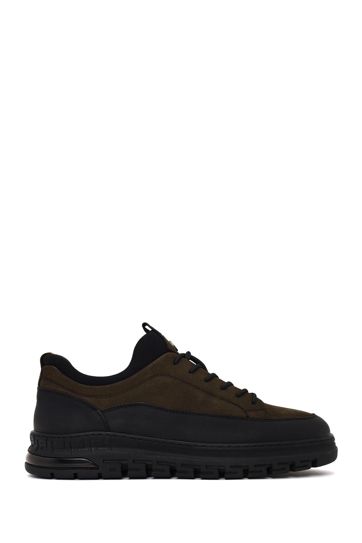 Erkek Haki Bağcıklı Kalın Tabanlı Nubuk Deri Sneaker WM720012DN | Derimod