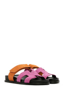 Women's Pink Suede Leather Slippers | Derimod