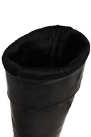 Women's Black Thick Soled Leather Boots | Derimod