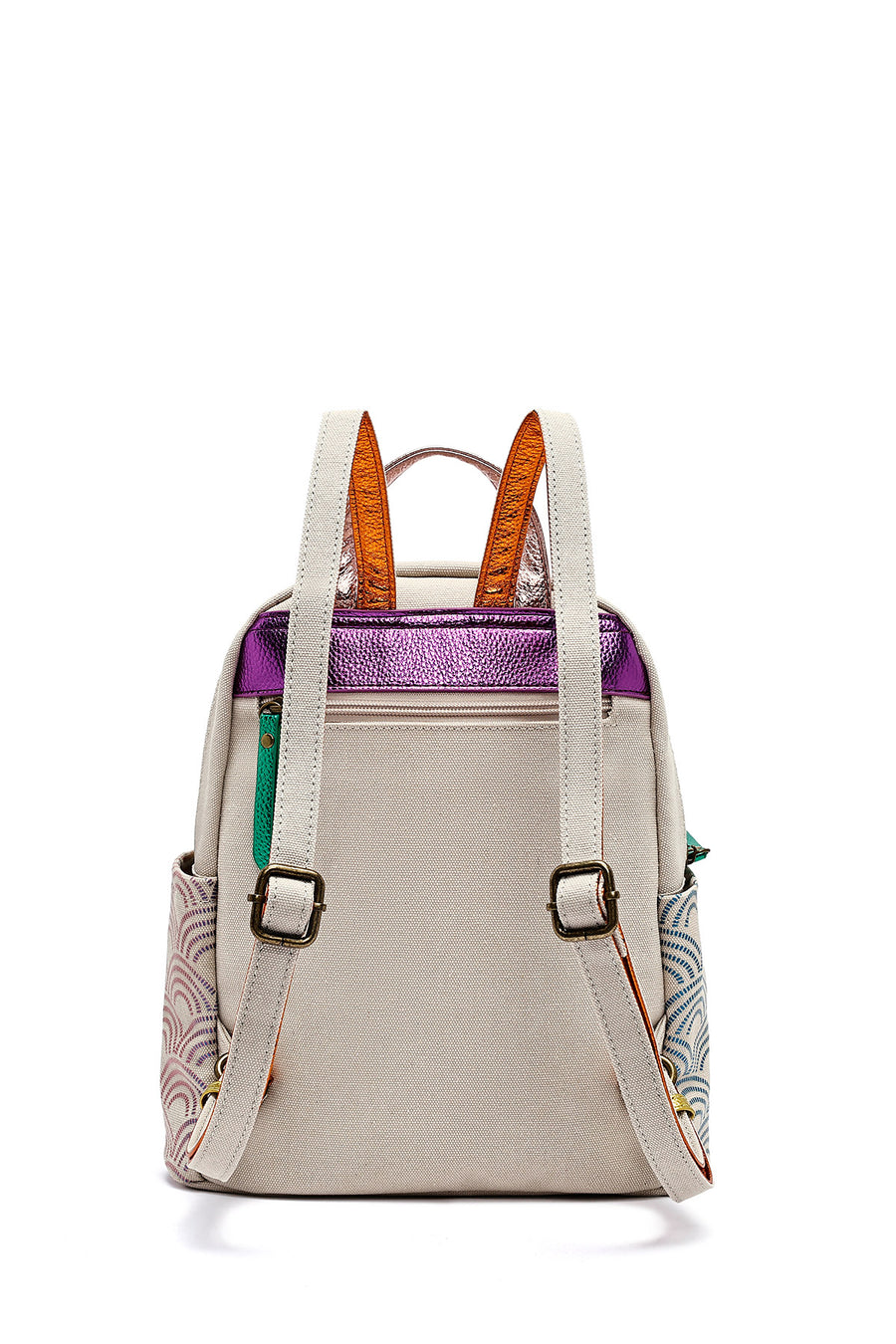 Women's Beige Hologram Patterned Backpack