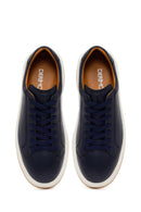 Men's Navy Blue Lace-up Thick-Sole Leather Sneaker | Derimod