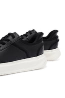 Erkek Siyah Bağcıklı Kalın Tabanlı Deri Sneaker | Derimod