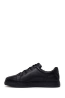 Erkek Siyah Bağcıklı Deri Sneaker | Derimod