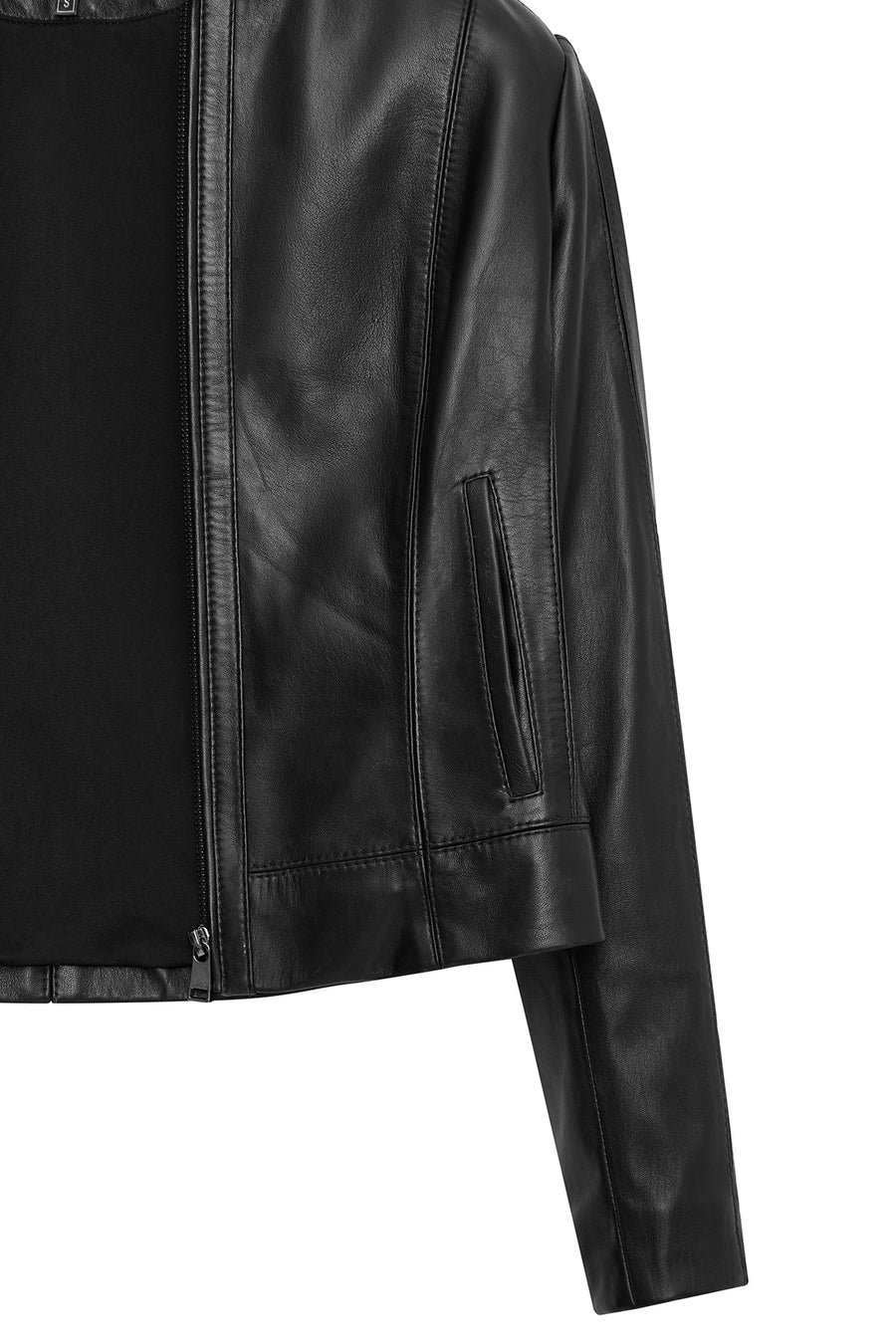 Flora Women's Black Slim Short Leather Jacket