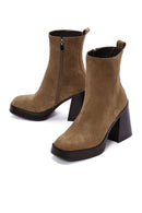 Women's Brown Suede Leather Heeled Boots | Derimod