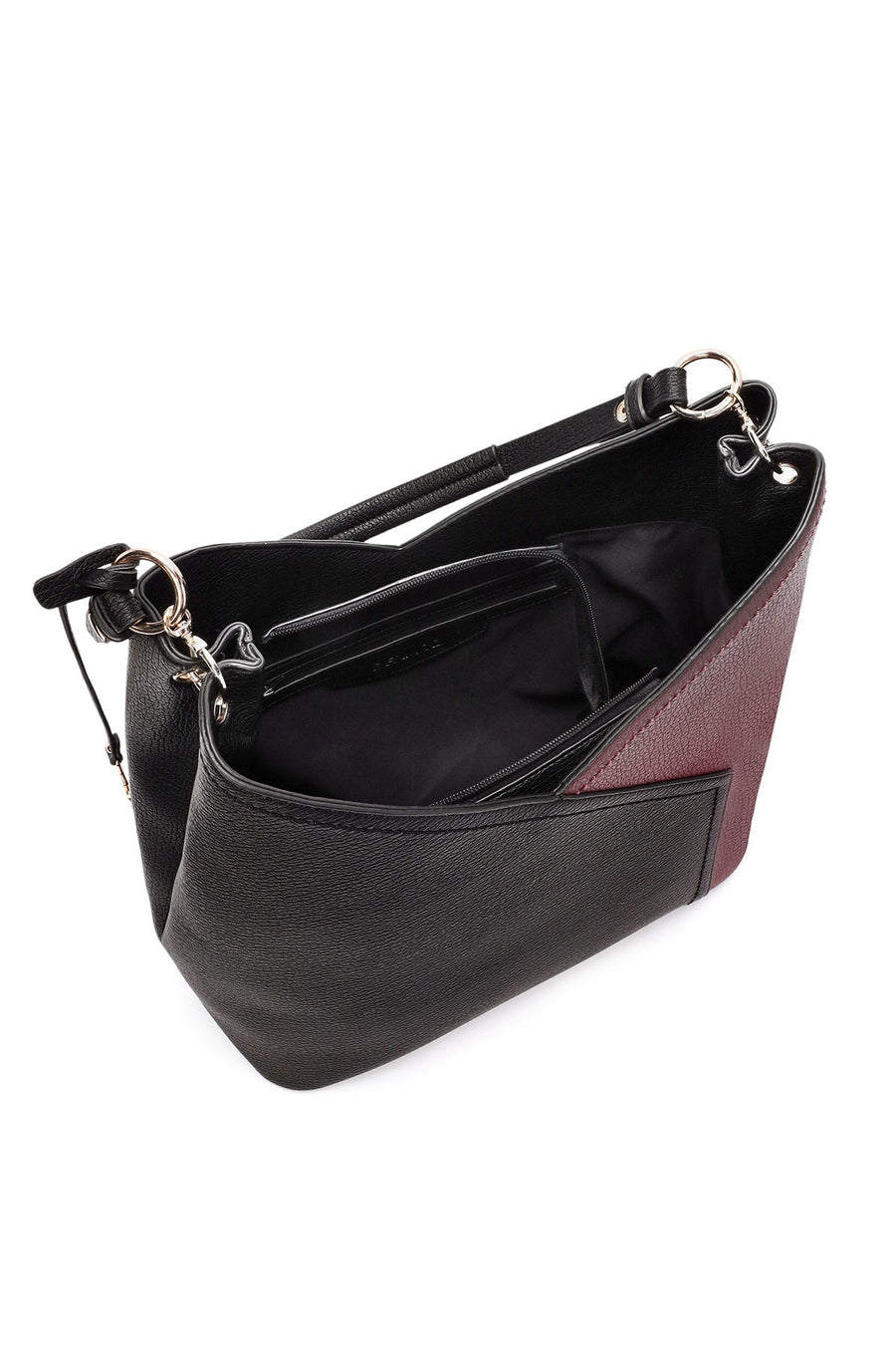 Women's Black Short and Long Strap Shoulder Bag