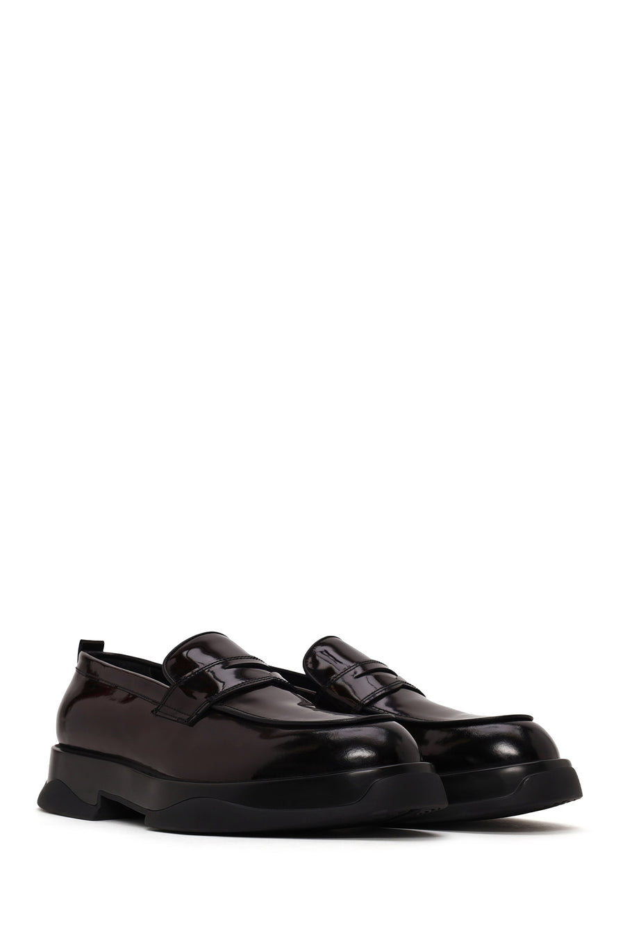 Male Burgundy Chunky-Soled Leather Loafer