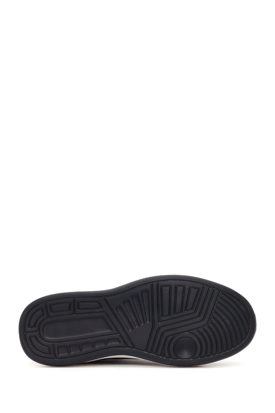 Men's Black Lace-up Thick-Sole Leather Sneaker