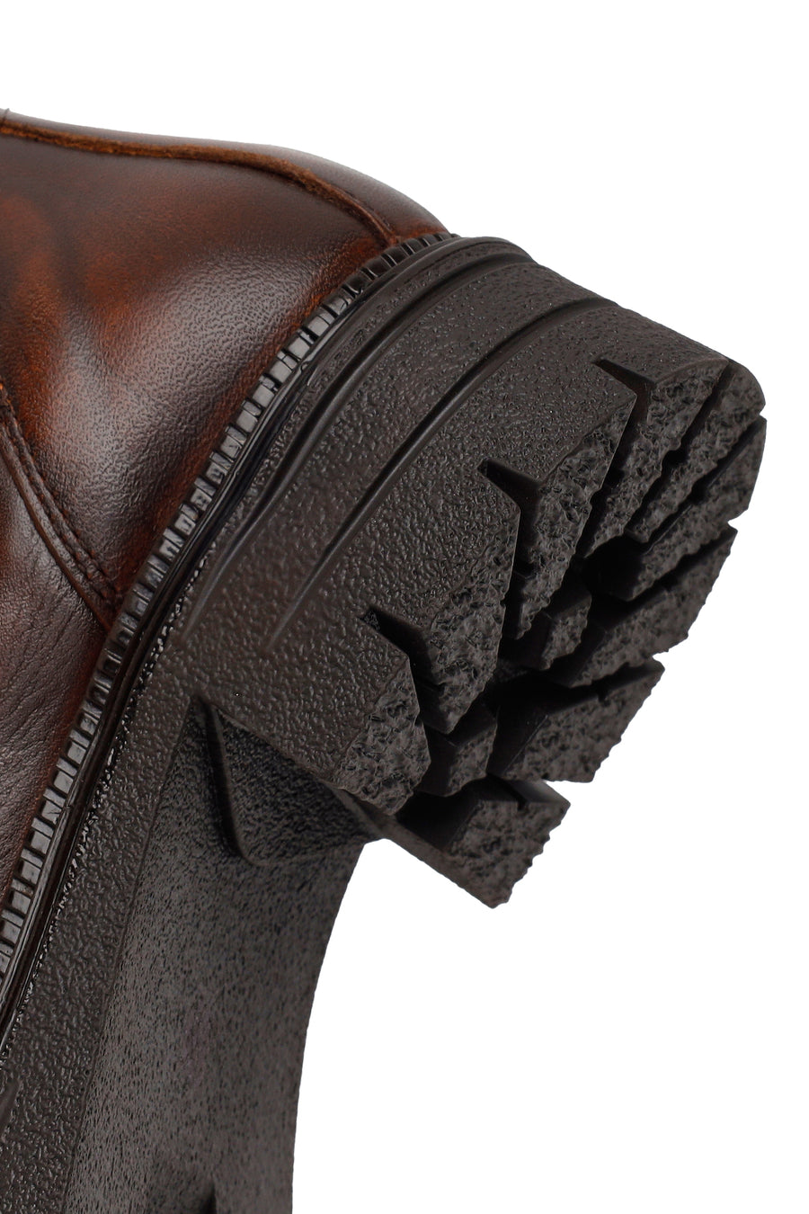 Woman Brown Thick-Soled Leather Chelsea Boots