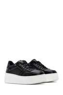 Women's Black Leather Thick Soled Sneaker | Derimod