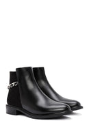 Women's Black Chain Detailed Zipper Boots | Derimod