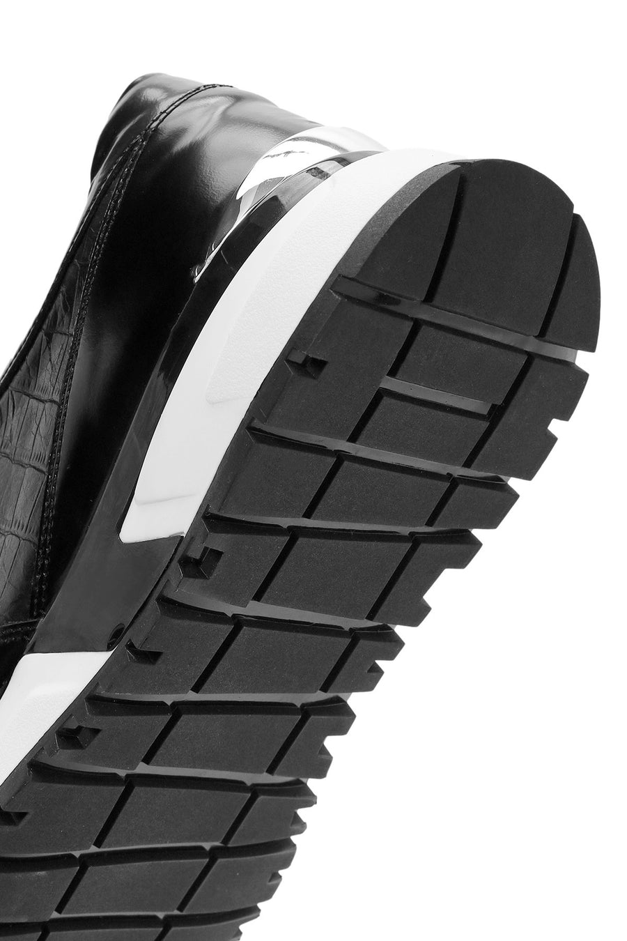 Men's Black Crocodile Patterned Leather Sneakers