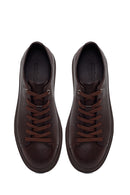 Male Brown Lace-Up Thick-Soled Leather Sneaker | Derimod