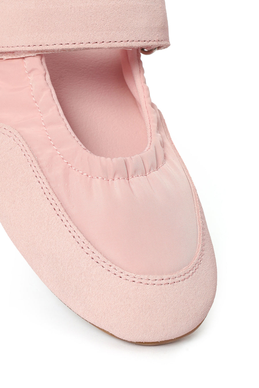 Women's Powder Pink Strapped Leather Sport Ballet Flats