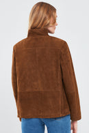 Lopez Women's Brown Oversize Suede Leather Jacket | Derimod