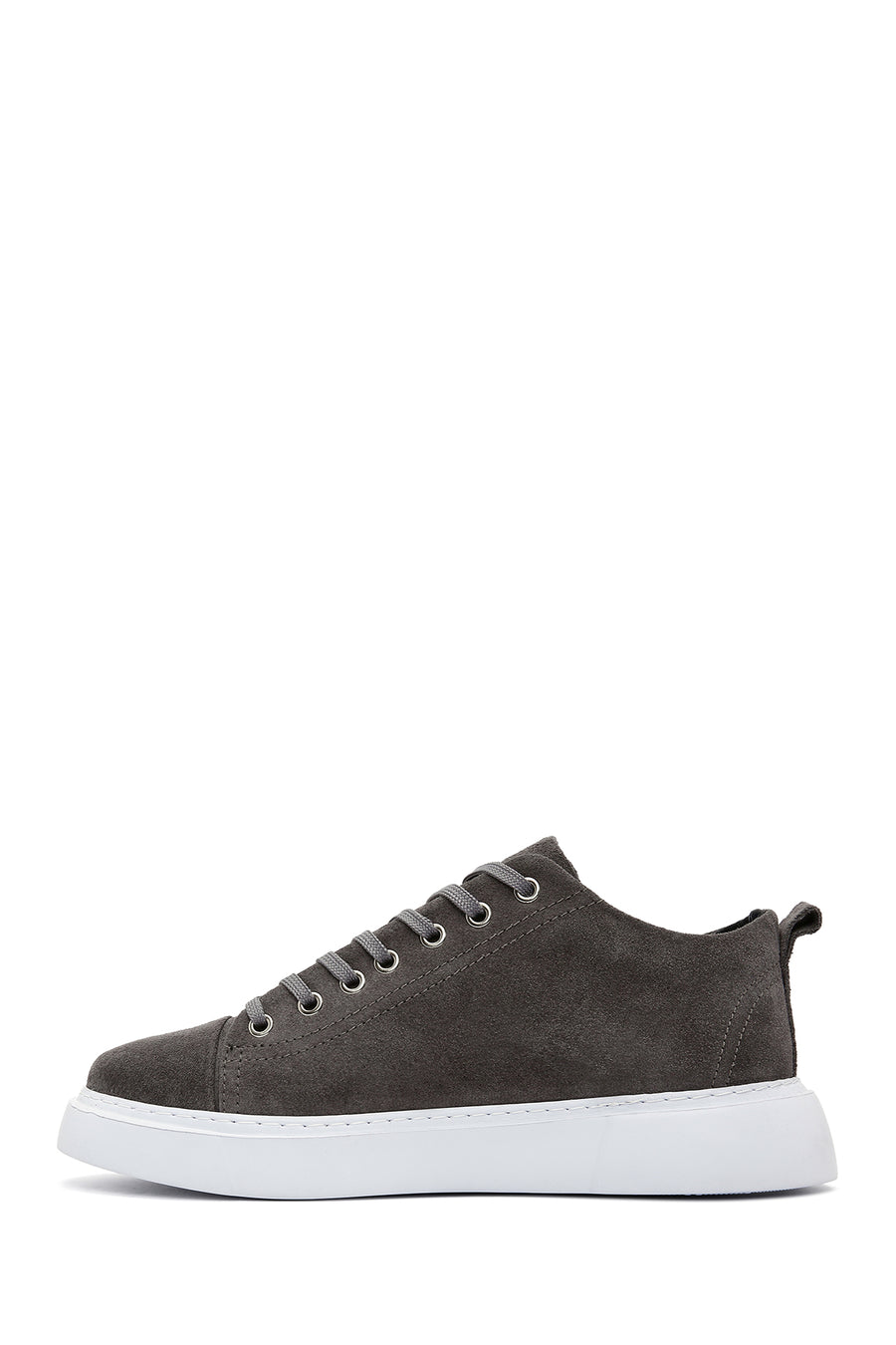 Men's Gray Lace-Up Suede Leather Sneaker