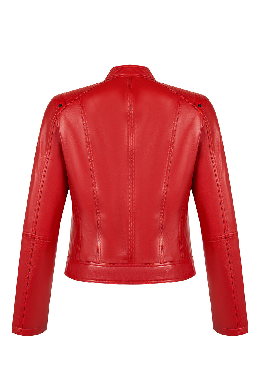 Sonia Woman Red Short Leather Jacket