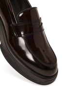 Male Burgundy Chunky-Soled Leather Loafer | Derimod