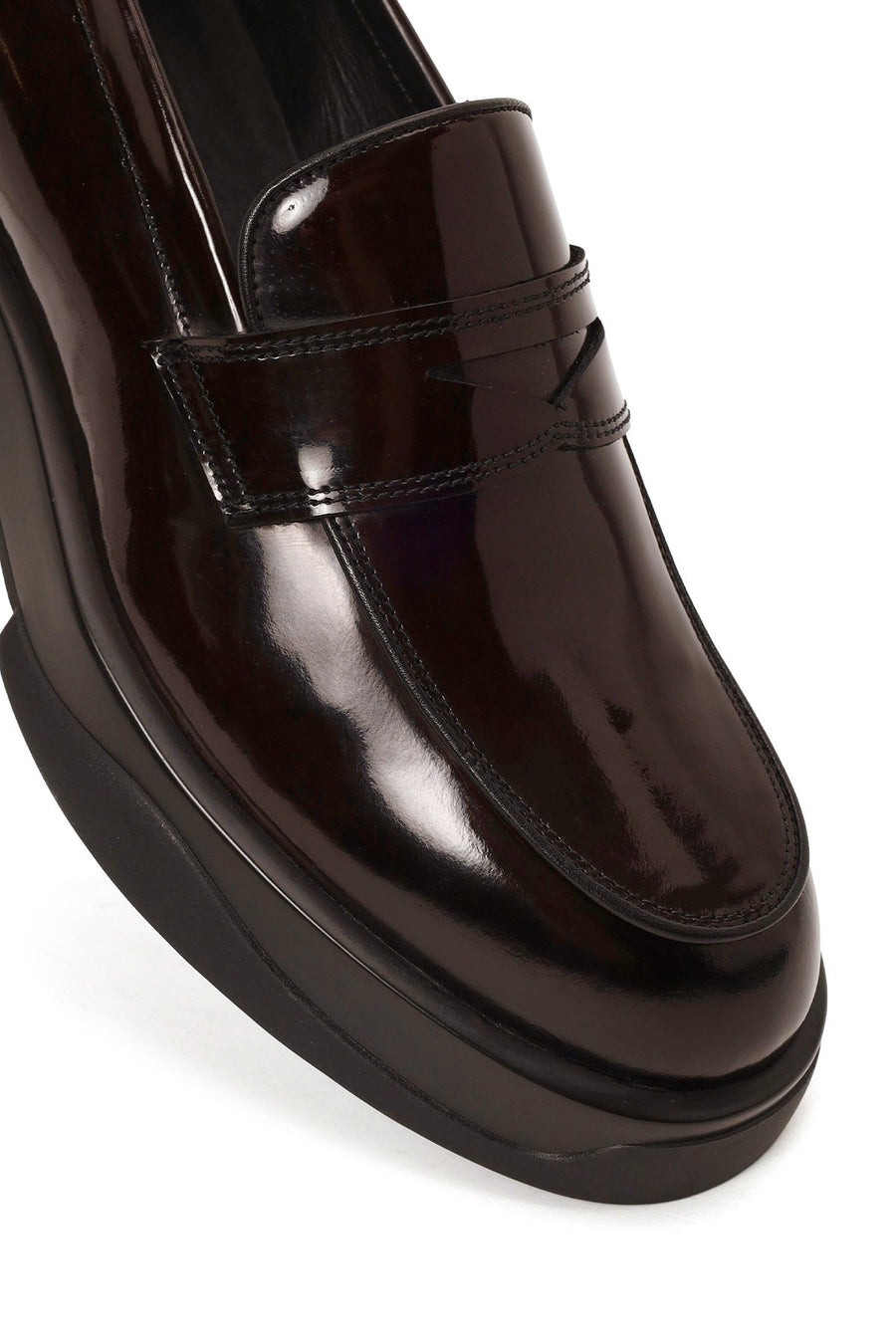 Male Burgundy Chunky-Soled Leather Loafer