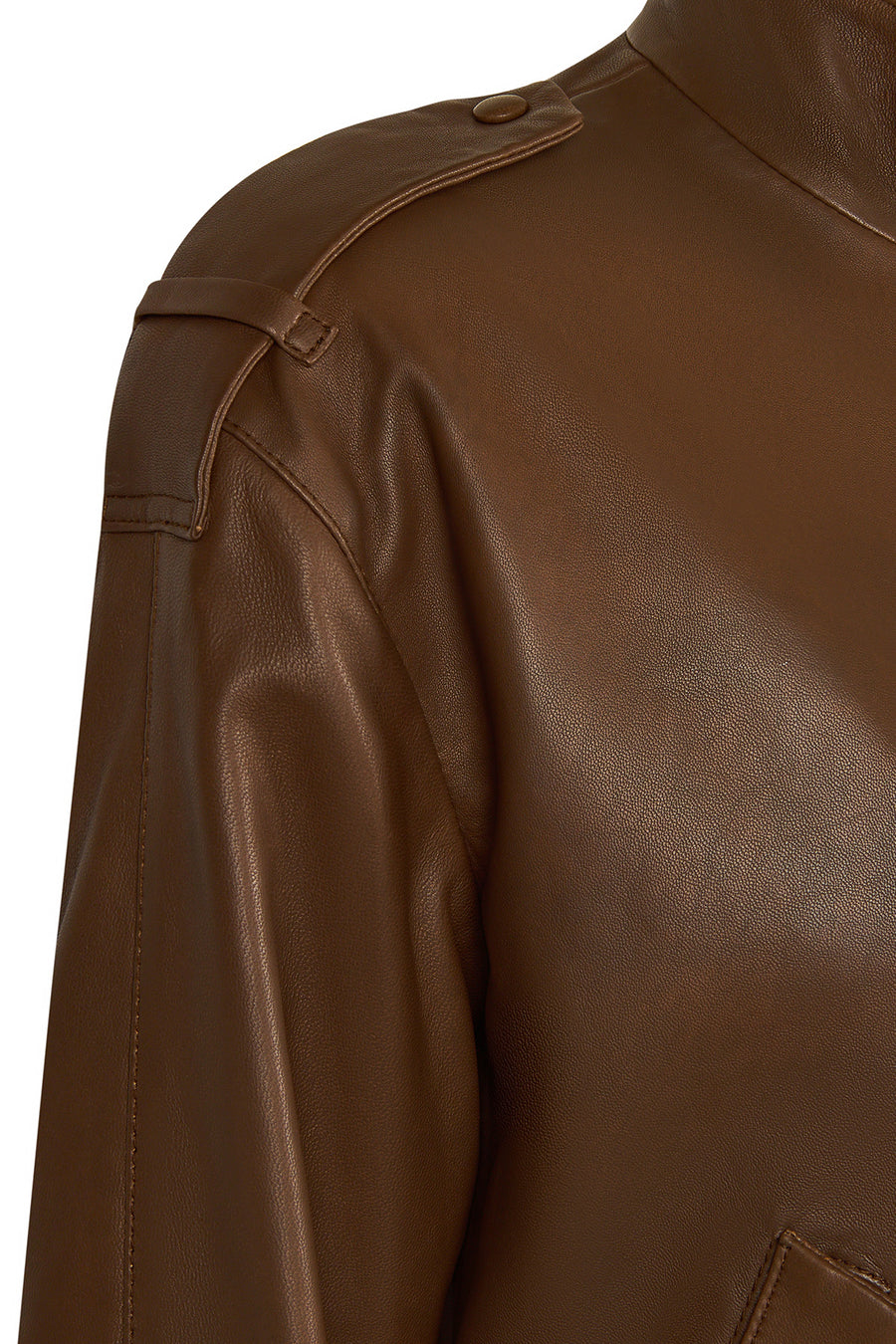 Vera Woman Brown Oversize Leather Jacket
