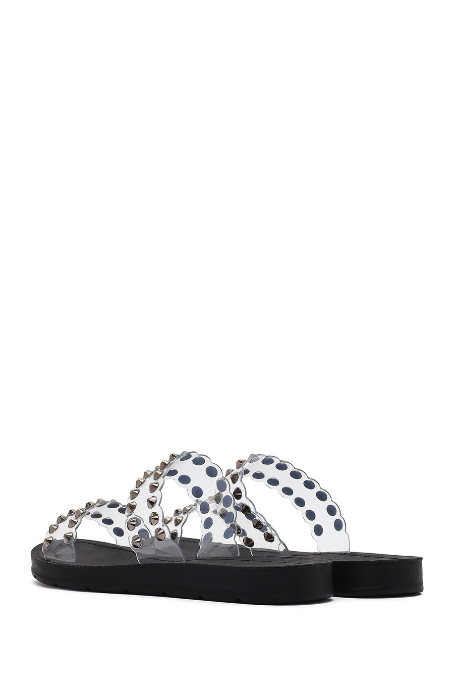 Women's Black Transparent Stone Slippers