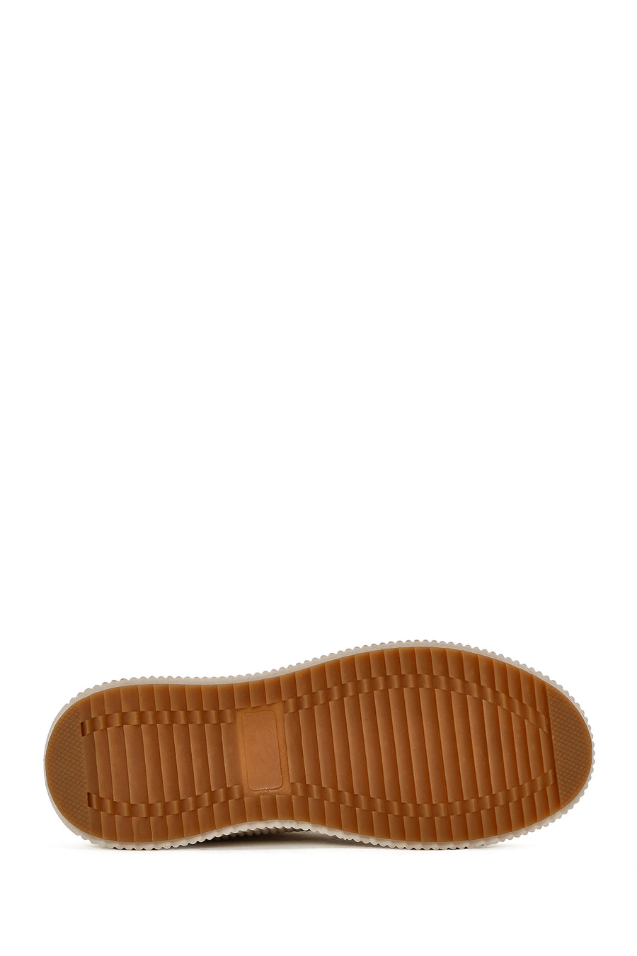 Women's Beige Lace-Up Thick-Sole Knitted Sneakers