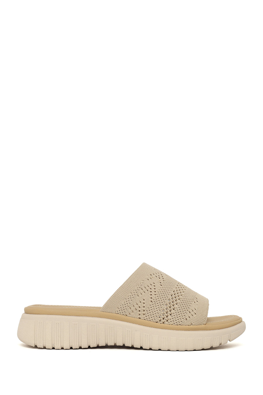 Woman Beige Thick-Soled Patterned Comfort Slippers 26SFE46266F | Derimod