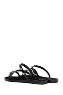 Women's Black Faux Leather Slippers | Derimod