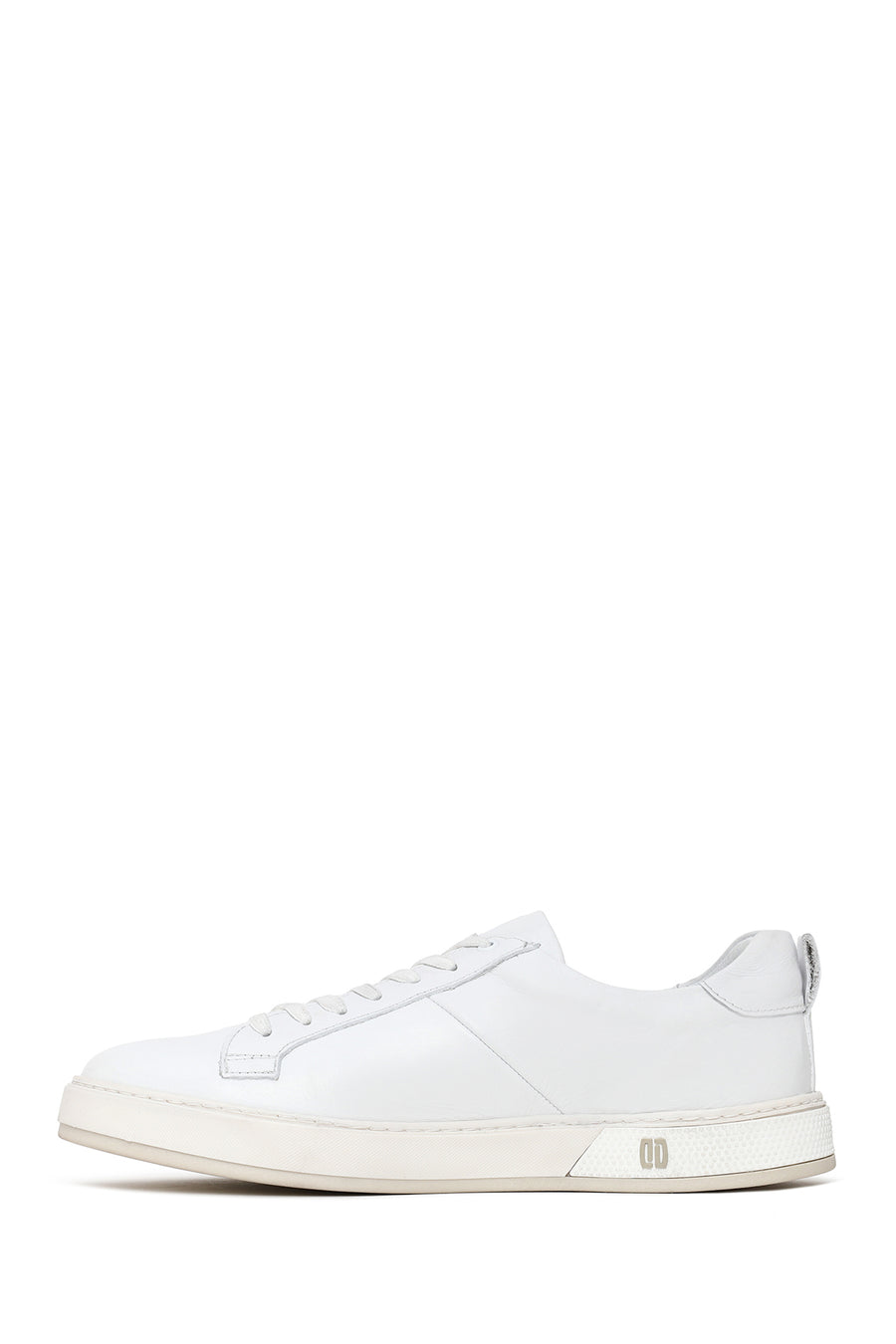 Male White Lace-Up Leather Sneaker