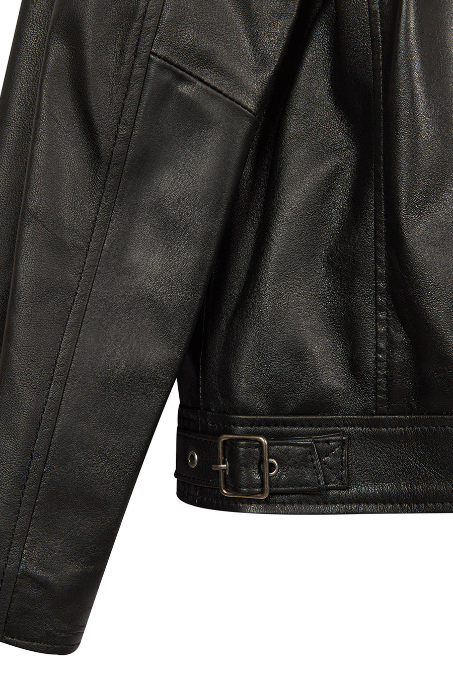 Lucas Male Black Mandarin Collar Leather Jacket