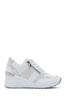 Kadın Beyaz Dolgu Topuklu Yandan Fermuarlı Deri Sneaker | Derimod