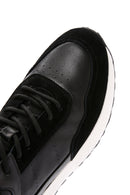 Men's Black Lace-up Thick-Sole Leather Casual Sneaker | Derimod